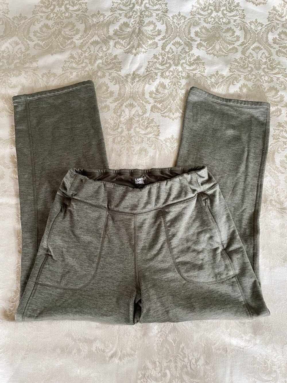 Lands' End Thick Green Fleece Lined Sweatpants L